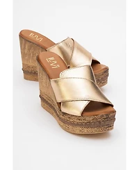 Forever & Always Shoes Lois Wedge Leather Sandal (Women)