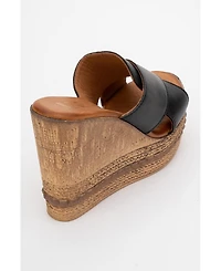 Forever & Always Shoes Lois Wedge Leather Sandal (Women)