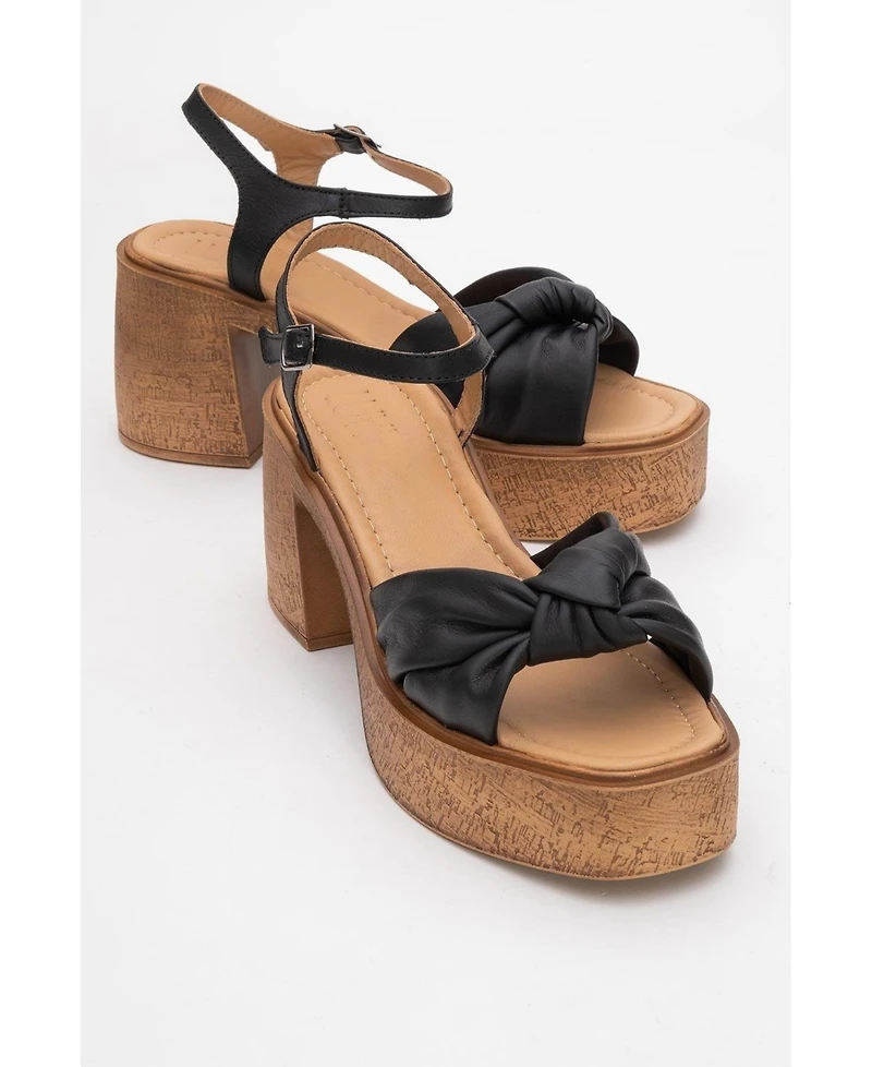 Forever & Always Shoes Tily Platform Wedge Leather Sandal (Women)