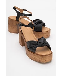 Forever & Always Shoes Tily Platform Wedge Leather Sandal (Women)