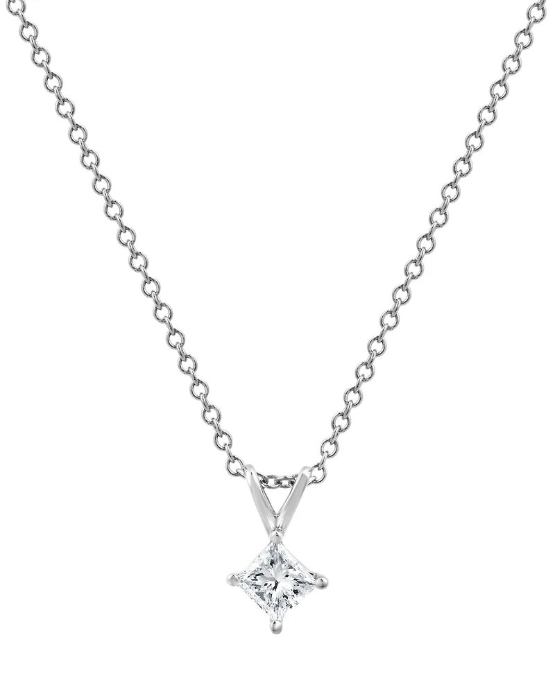 Macy's Certified Diamond Solitaire Pendant Necklace (1/2 ct. t.w.) in 14K White Gold