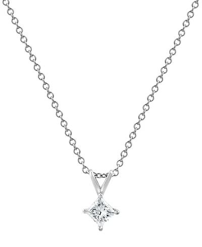 Macy's Certified Diamond Solitaire Pendant Necklace (1/2 ct. t.w.) in 14K White Gold