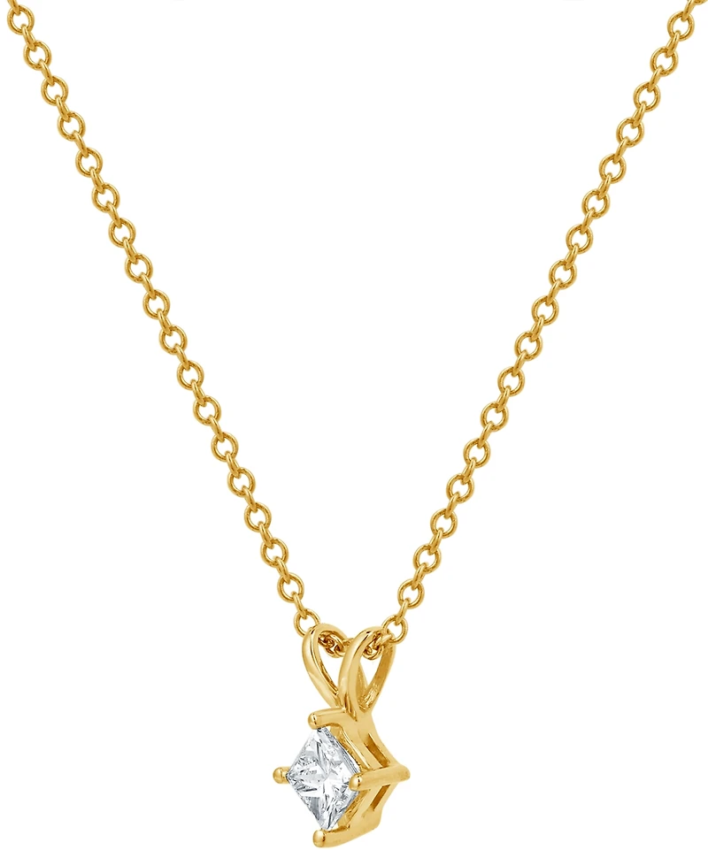 Macy's Certified Diamond Solitaire Pendant Necklace (1/3 ct. t.w.) in 14K Yellow Gold