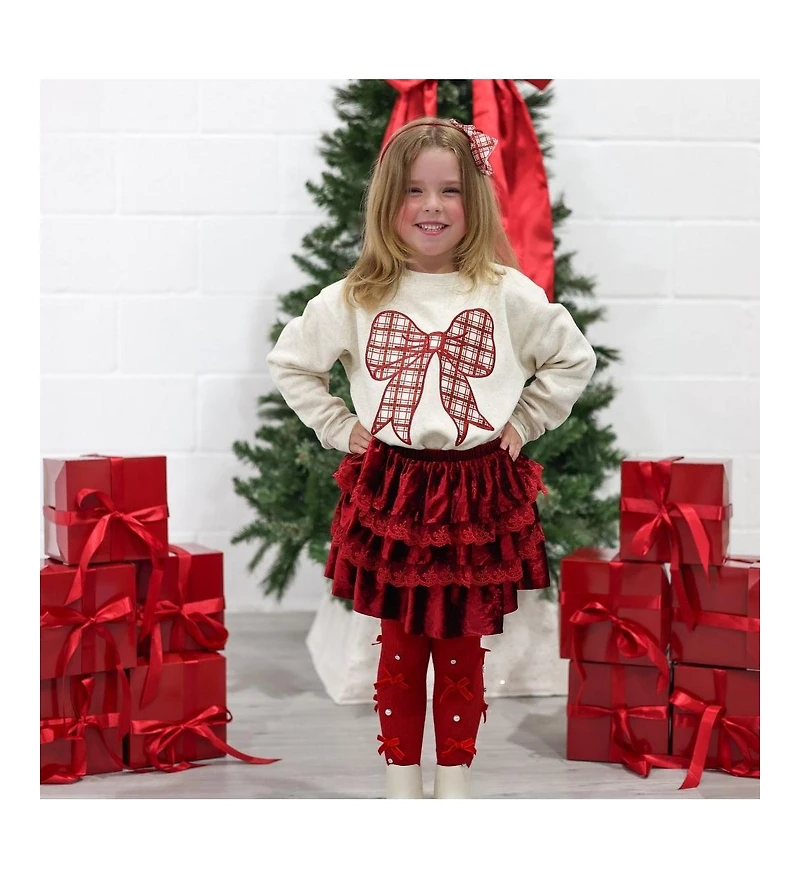 Sweet Wink Baby Girls Ruby Red Velvet Tiered Christmas Tutu Skirt