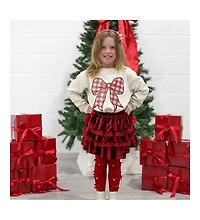 Sweet Wink Baby Girls Ruby Red Velvet Tiered Christmas Tutu Skirt