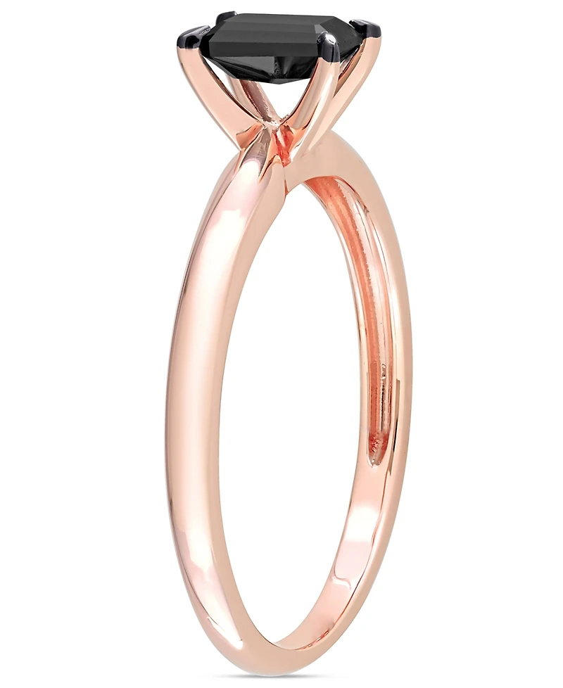 Macy's Emerald Cut Black Diamond Solitaire Engagement Ring (1/2 ct. t.w.) 14K Rose Gold
