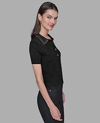Karl Lagerfeld Paris Women's Embellished Collar Sweater