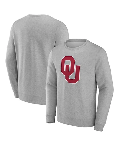Fanatics Men's Heather Gray Oklahoma Sooners Applique Fleece Pullover Sweatshirt