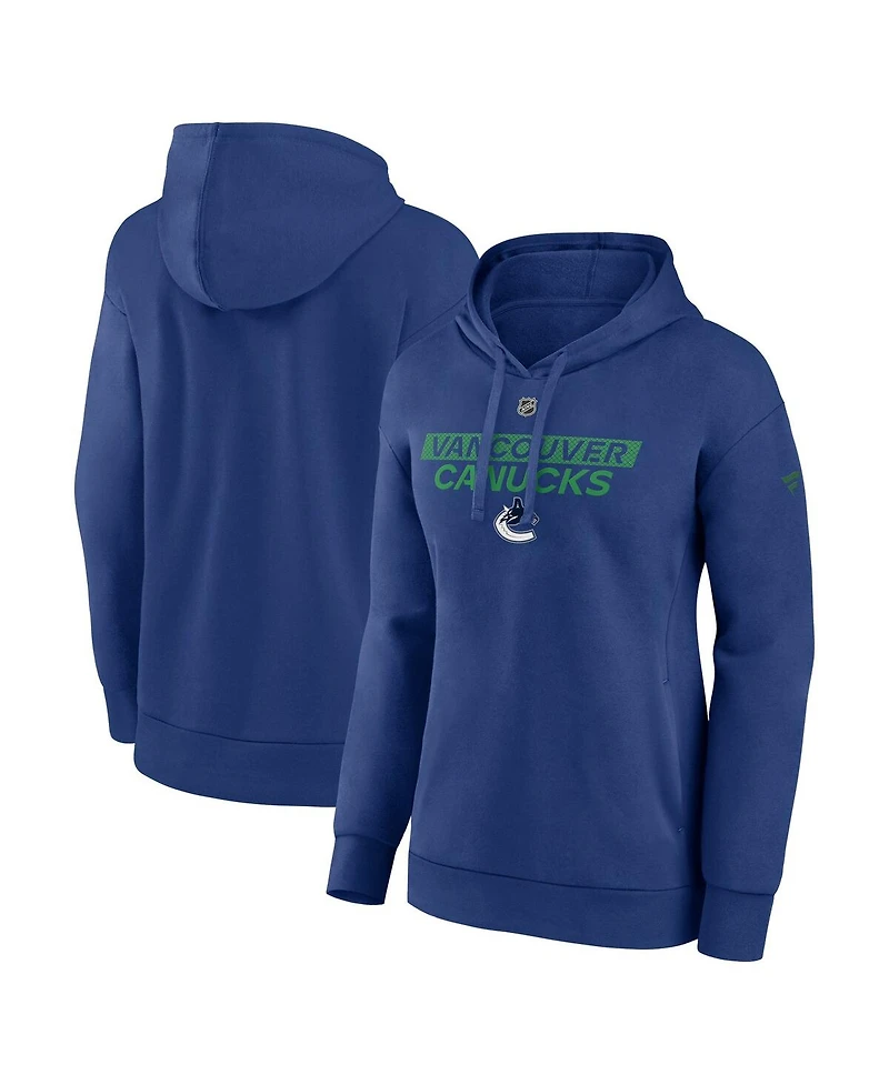 Fanatics Women's Blue Vancouver Canucks Authentic Pro Core Primary Fleece Pullover Hoodie