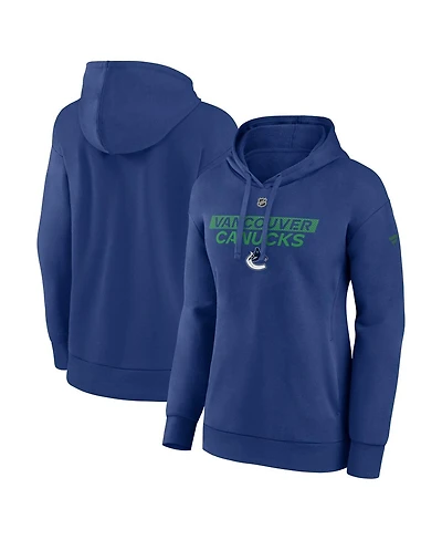 Fanatics Women's Blue Vancouver Canucks Authentic Pro Core Primary Fleece Pullover Hoodie