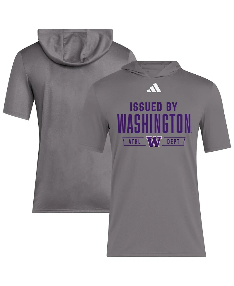 Adidas Men's Gray Washington Huskies 2025 Areoready Sideline Training Hooded T-Shirt