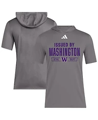 Adidas Men's Gray Washington Huskies 2025 Areoready Sideline Training Hooded T-Shirt