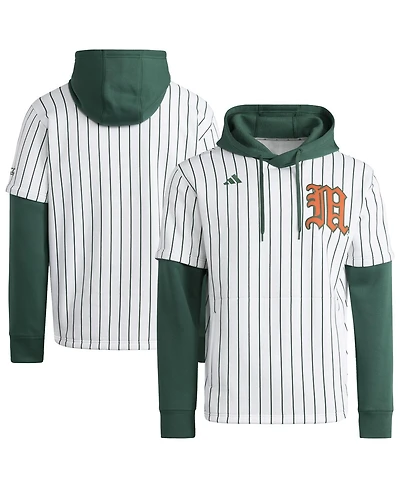Adidas Men's White/Green Miami Hurricanes Baseball Jersey Hoodie