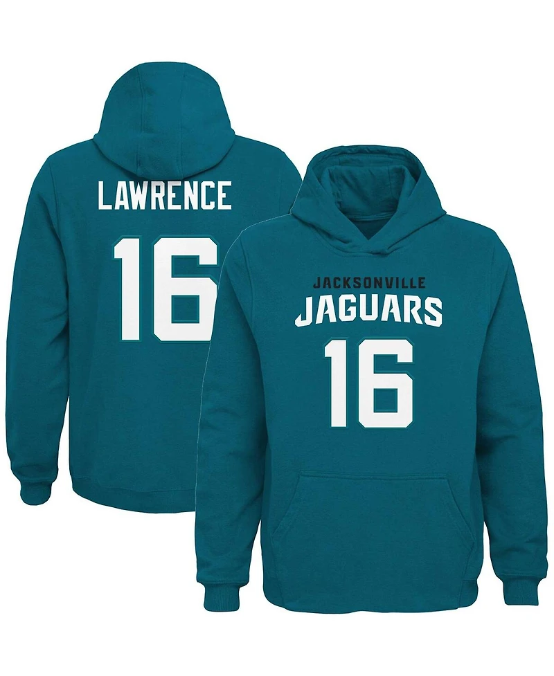 Outerstuff Big Boys and Girls Trevor Lawrence Teal Jacksonville Jaguars Mainliner Player Name Number Pullover Hoodie