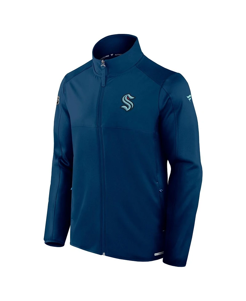 Fanatics Men's Navy Seattle Kraken Authentic Pro Rink Fleece Full-Zip Jacket