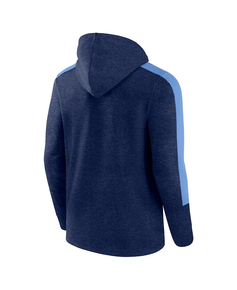 Fanatics Men's Heather Navy Tennessee Titans Gains Full-Zip Hoodie