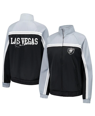 G-iii 4Her by Carl Banks Women's Black Las Vegas Raiders Post Game Full-Zip Track Jacket