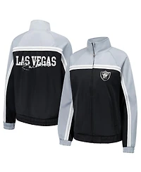 G-iii 4Her by Carl Banks Women's Black Las Vegas Raiders Post Game Full-Zip Track Jacket