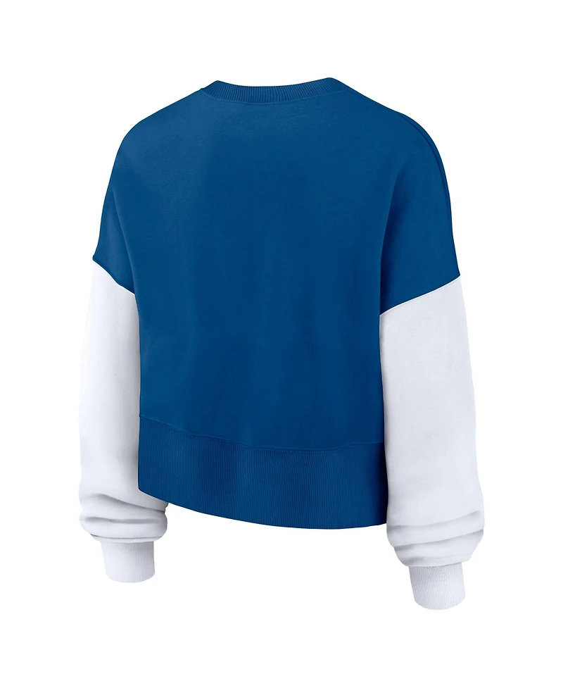 Nike Women's Royal Indianapolis Colts Oversized Color-Block Pullover Sweatshirt