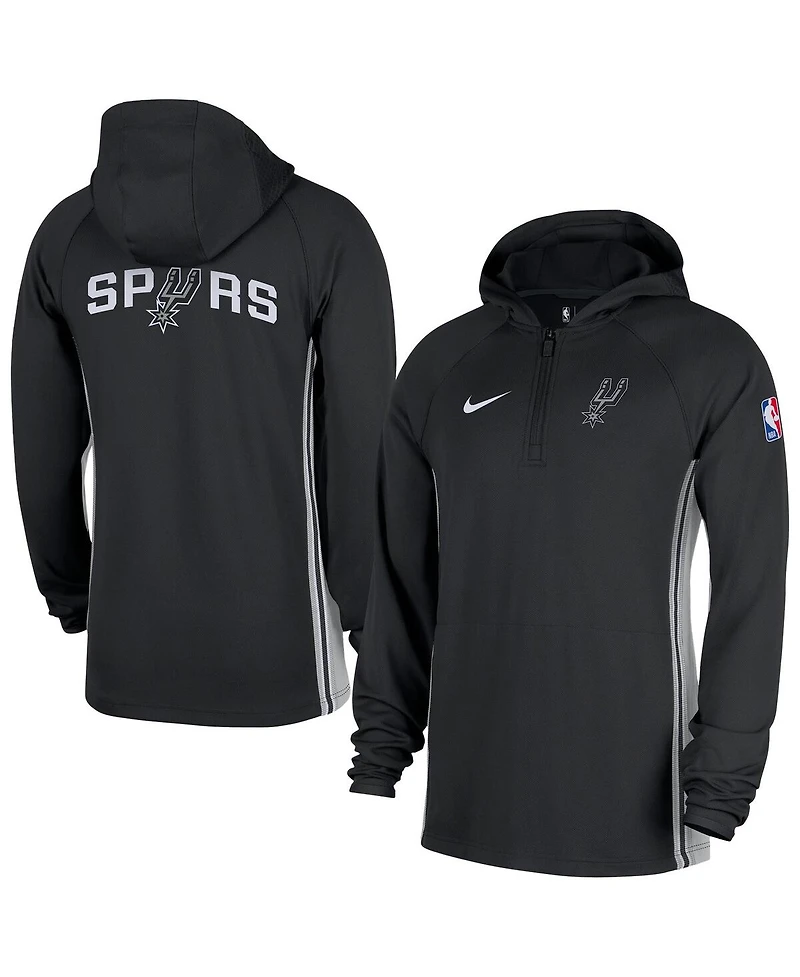 Nike Men's Black San Antonio Spurs Authentic On Court Zone Quarter-Zip Dri-fit Hoodie Jacket