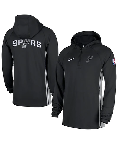 Nike Men's Black San Antonio Spurs Authentic On Court Zone Quarter-Zip Dri-fit Hoodie Jacket
