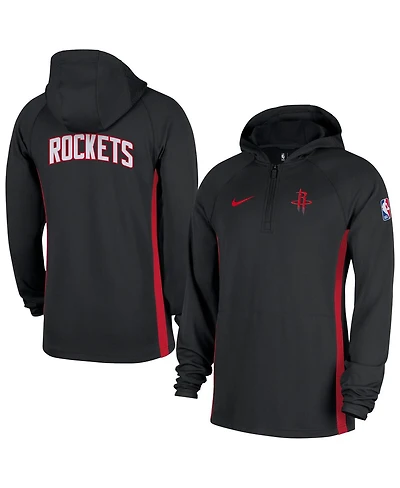 Nike Men's Black Houston Rockets Authentic On Court Zone Quarter-Zip Dri-fit Hoodie Jacket