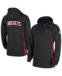 Nike Men's Black Houston Rockets Authentic On Court Zone Quarter-Zip Dri-fit Hoodie Jacket
