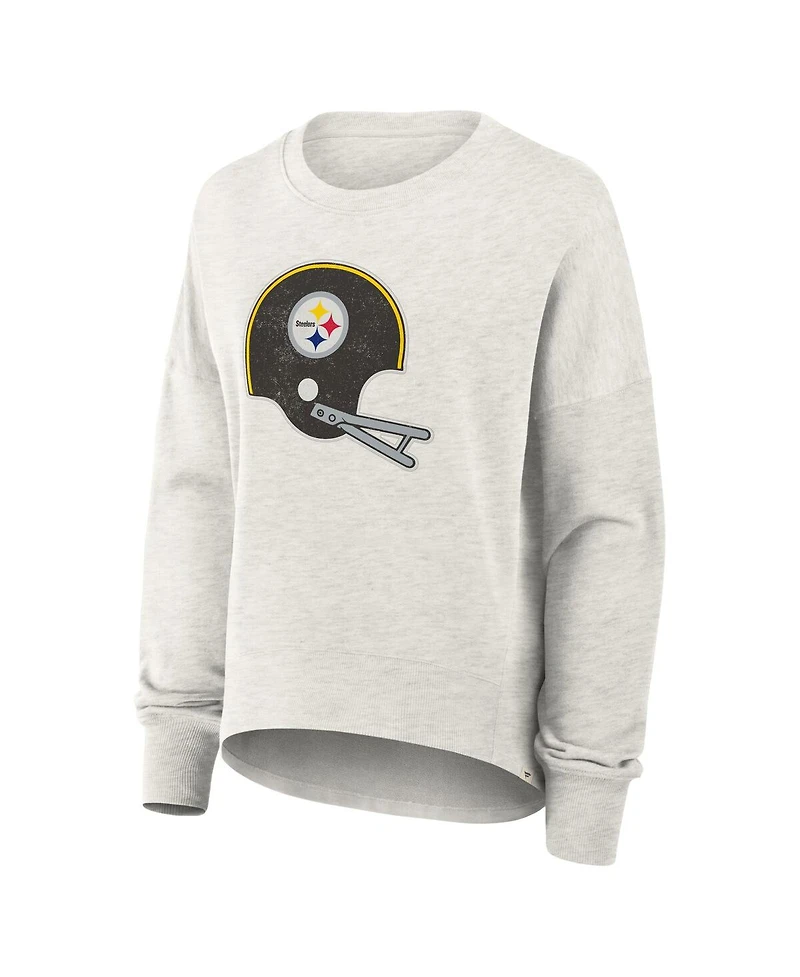 Fanatics Women's Heather Gray Pittsburgh Steelers Oversized Hometown Pullover Sweatshirt