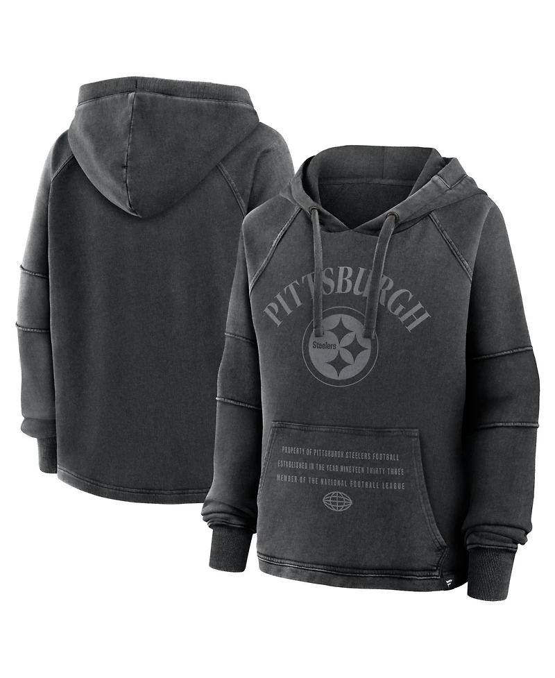 Fanatics Women's Black Pittsburgh Steelers Oversized Raglan Gridiron Hoodie