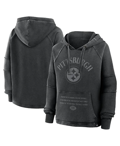 Fanatics Women's Black Pittsburgh Steelers Oversized Raglan Gridiron Hoodie