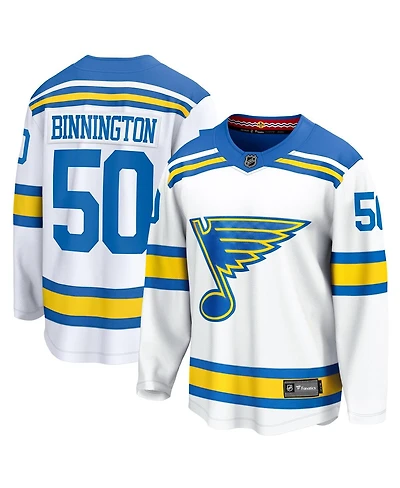 Fanatics Men's Jordan Binnington White St. Louis Blues Away Breakaway Player Jersey