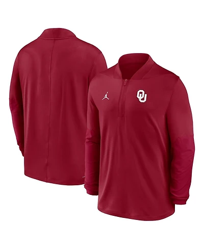 Jordan Men's Crimson Oklahoma Sooners Sideline Dri-fit Half-Zip Pullover Hoodie