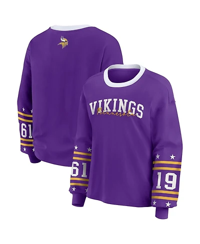 Wear by Erin Andrews Women's Purple Minnesota Vikings Plus Sport Long-Sleeve T-Shirt