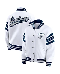 Wear by Erin Andrews Women's White Dallas Cowboys Full-Snap Fleece Sweatshirt Jacket