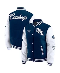 Wear by Erin Andrews Women's Navy Dallas Cowboys Varsity Full-Snap Puffer Jacket
