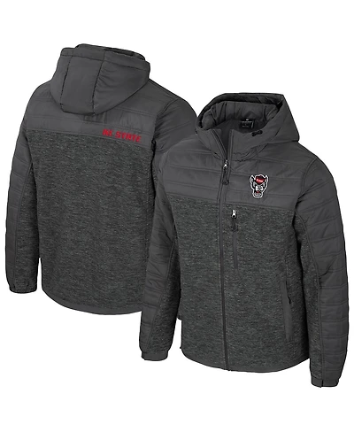 Colosseum Men's Charcoal Nc State Wolfpack Nightman Full-Zip Hoodie Puffer Jacket
