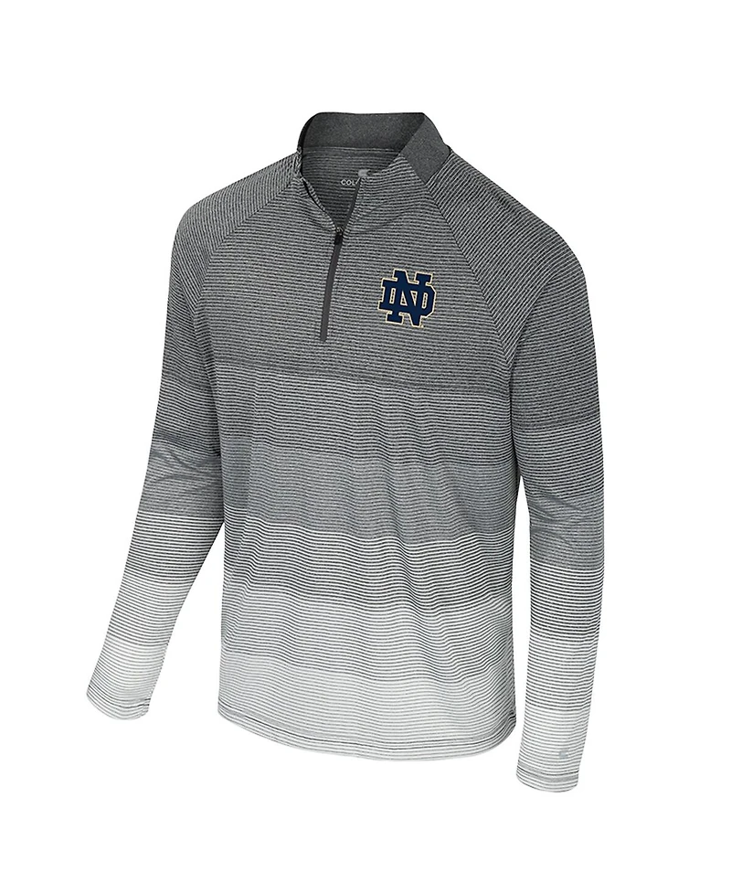 Colosseum Men's Gray Notre Dame Fighting Irish Ai Striped Mesh Quarter-Zip Raglan Windshirt Jacket