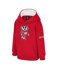 Colosseum Toddler Red Wisconsin Badgers Big Logo Volume Fleece Pullover Hoodie