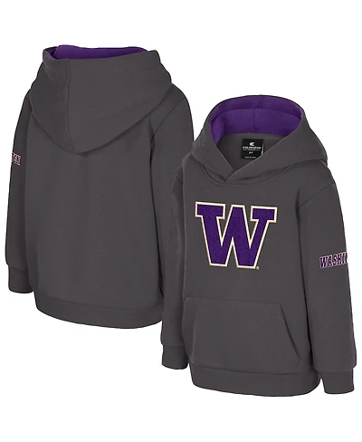 Colosseum Toddler Charcoal Washington Huskies Big Logo Volume Fleece Pullover Hoodie