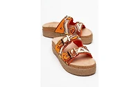 Prologue Shoes Bobby Beaded Straw Platform Slide Sandal (Women)