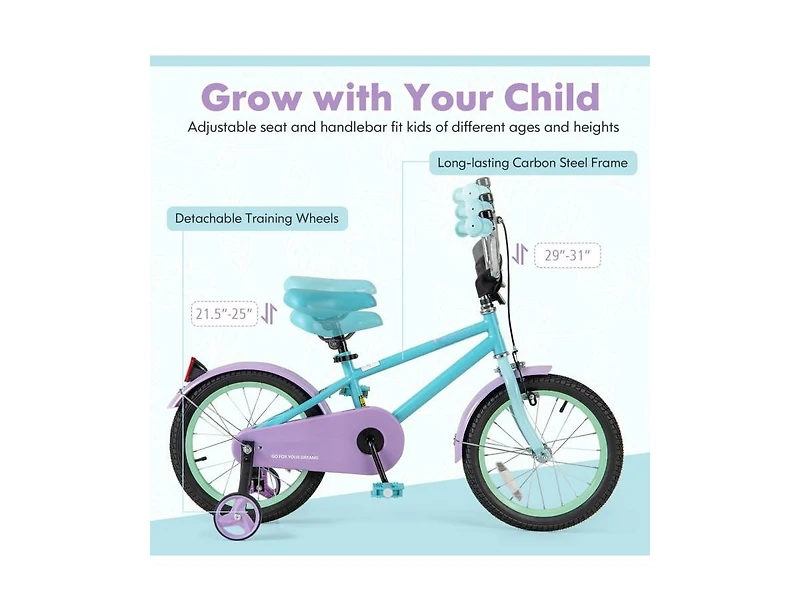 16 Inch Kids Bike with Adjustable Handlebar and Saddle