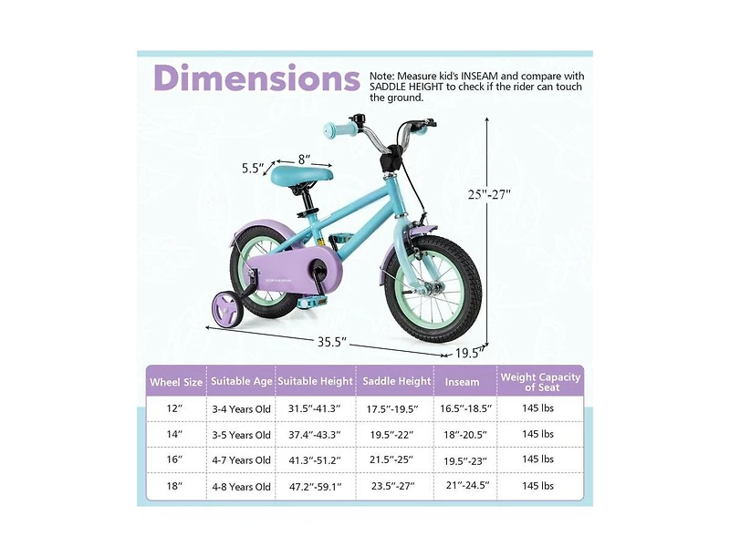 12 Inch Kids Bike with Adjustable Handlebar and Saddle