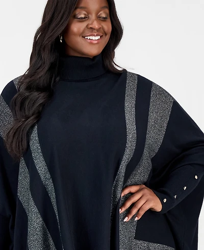 Jm Collection Plus Solid Turtleneck Poncho Sweater, Macy's Exclusive