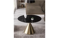 Morden Fort 47"Round Faux Marble Dining Set with 4 Boucle Dining Chairs for Kitchen, Dining Room