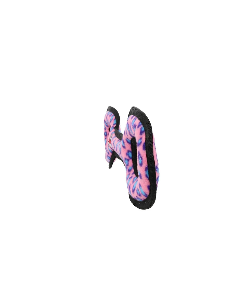 Tuffy Medium Tug-o-War Pink Leopard, Durable Plush Squeaky Dog Toy