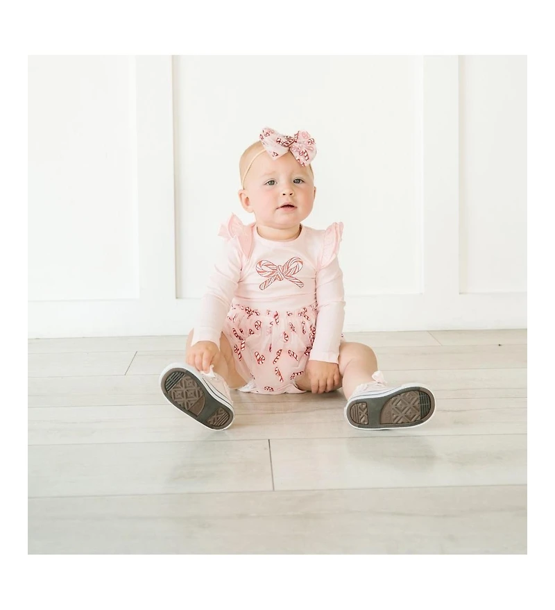 Sweet Wink Baby Girl Candy Cane Confetti Christmas Long Sleeve Tutu Bodysuit