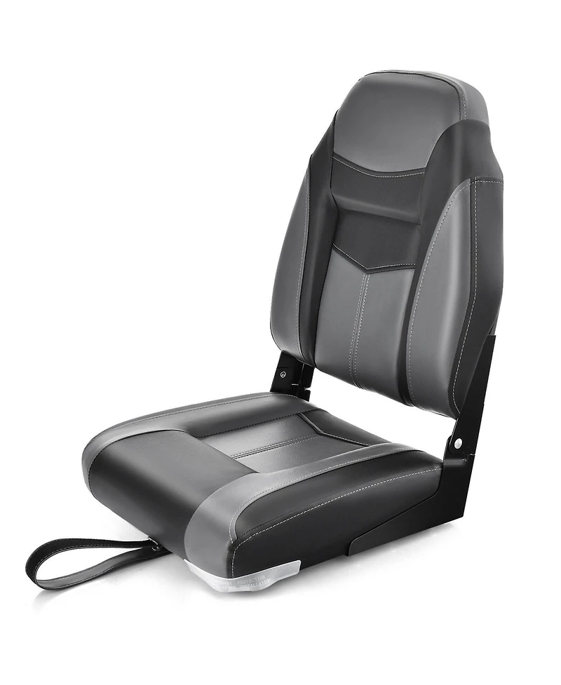 High Back Folding Boat Seat with Cushioned Sponge Padding and Flexible Hinges