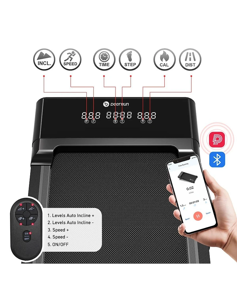 DeerRun Z10 12% Auto Incline Smart Walking Pad Treadmill with remote control