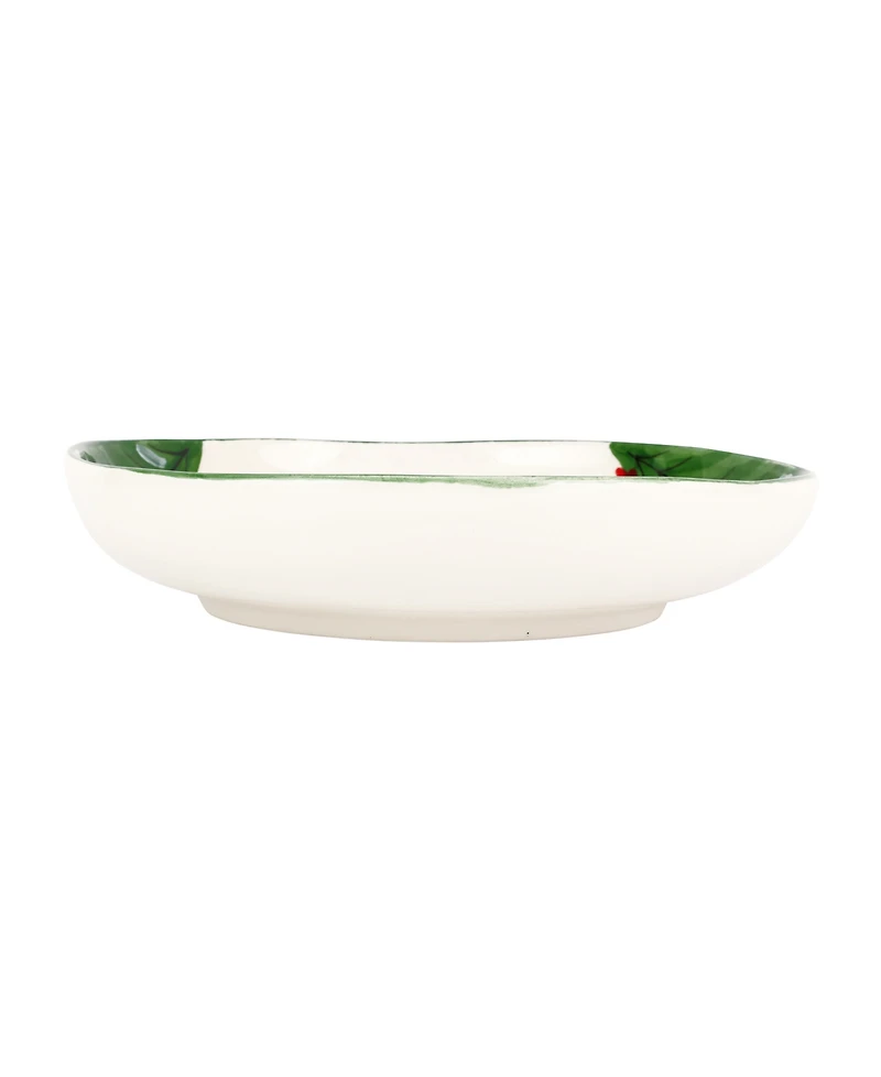 Vietri Old St. Nick Shallow Bowl with Apple Basket