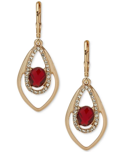 Anne Klein Crystal and Glass Stone Silver-Tone Navette Orbital Earrings